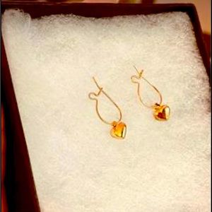 10K gold heart drop earrings